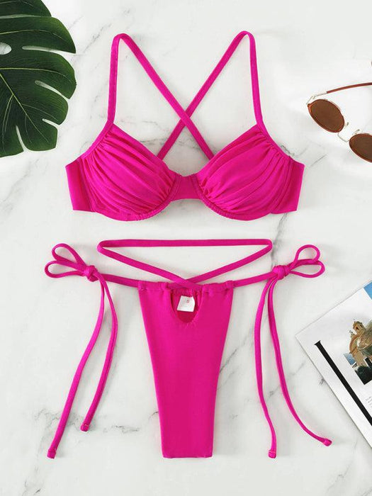 Allure Strappy V-Neck Two-Piece Swimsuit - Elegant Women's Beachwear