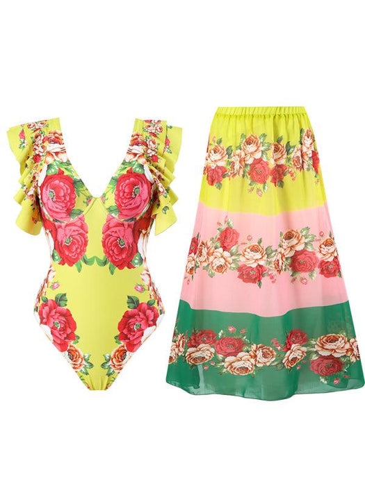 Chic Floral Swim Skirt - Stylish Summer Beachwear Ensemble