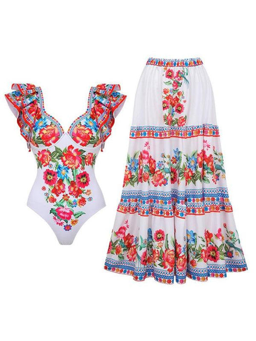 Chic Floral Swim Skirt - Stylish Summer Beachwear Ensemble