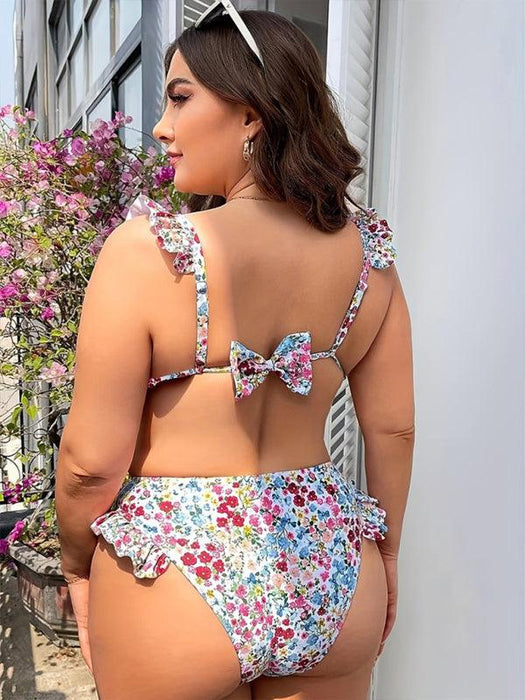 Elegant Plus Size Floral Lace Cut-Out Bikini – Chic Swimwear for the Fashion-Forward