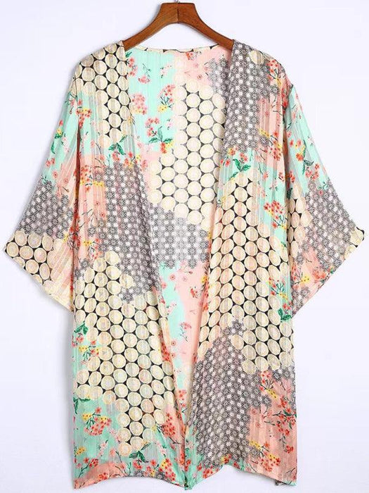 Floral Chiffon Sun Protection Cardigan - Short-Sleeved Fashion Cover-Up