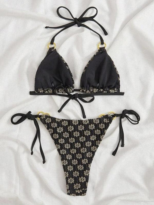 Sensational Textured Halter Neck Bikini Set