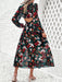 Floral V-neck Hollow Printed Dress - Women's Chic Holiday Attire