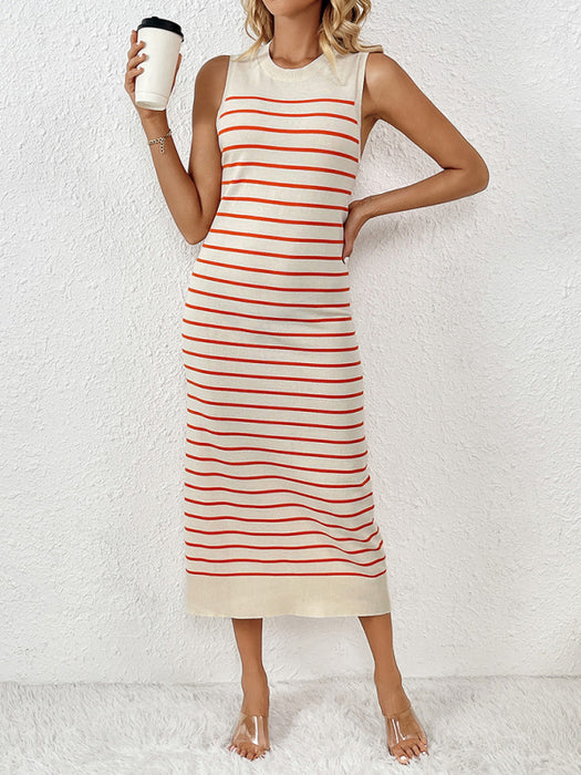 Chic Striped Sleeveless Knit Sweater - Must-Have for Spring-Summer