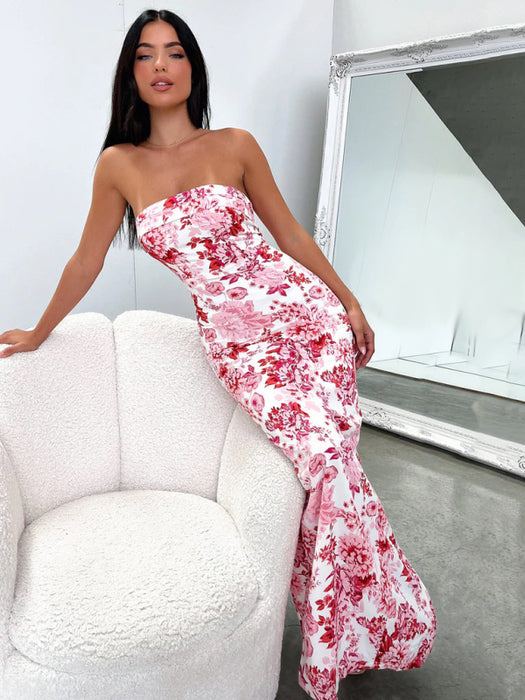 Sultry Backless Slit Cocktail Dress with Tube Top