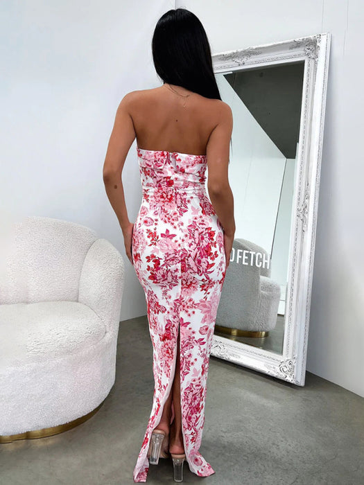 Sultry Backless Slit Cocktail Dress with Tube Top