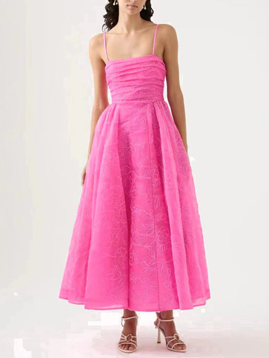 Elegant Strapless Maxi Dress with Sling Waist - 100% Polyester