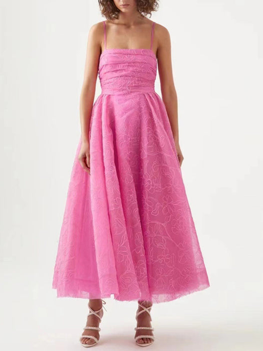 Elegant Strapless Maxi Dress with Sling Waist - 100% Polyester