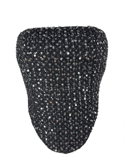 Sparkling Sequin Denim Bodycon Tube Top for Trendy Women