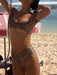 Leopard Print Bikini Set with Slight Elasticity for Women's Fashion Beachwear