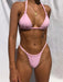 Modern Split Gradient Print Halterneck Bikini with String Closure
