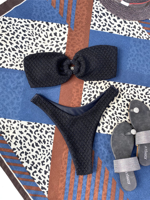 Hollow Tube Top and Backless Split Bikini - Stylish and Sexy Summer Swimwear