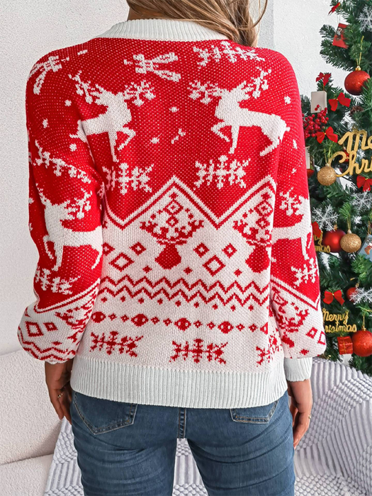 Casual Deer Pattern Long Sleeve Pullover Christmas