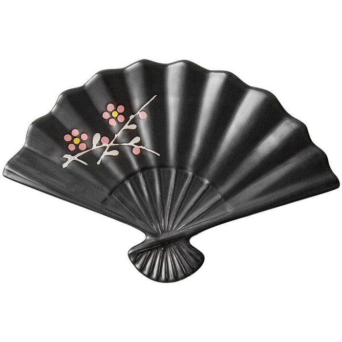 Elegant Japanese Fan Shaped Ceramic Plate - Artistic Tableware for Gourmet Dining