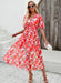 Elegant printed waist V-neck long dress