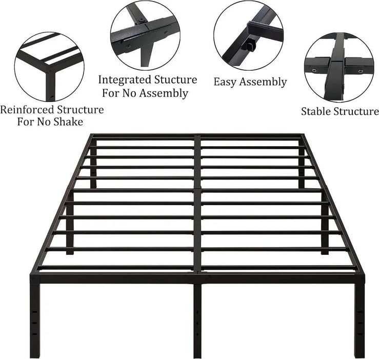 Heavy-Duty King Bed Frame with 3500 lbs Capacity and 18" Height for Ample Under-Bed Storage