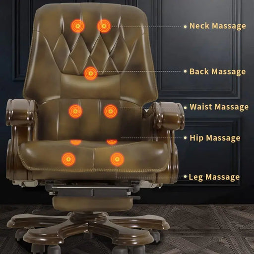Executive Leather Massage Office Chair with Adjustable Ergonomic Design