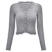 Luxe Grey Lace Patch V-Neck Knit Crop Top - Chic Women's Essential