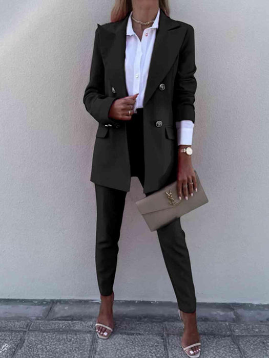 Chic Lapel Collar Coordinated Suit Ensemble