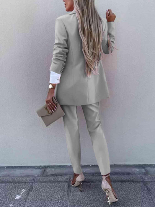 Sophisticated Lapel Collar Coordinated Suit Set