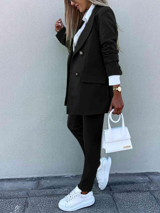 Chic Lapel Collar Coordinated Suit Ensemble