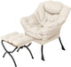 Cozy Grey Lounge Chair Set with Ottoman and Storage Pocket for Ultimate Relaxation