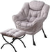 Cozy Grey Lounge Chair Set with Ottoman and Storage Pocket for Ultimate Relaxation