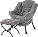 Cozy Grey Lounge Chair Set with Ottoman and Storage Pocket for Ultimate Relaxation