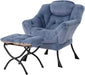 Cozy Grey Lounge Chair Set with Ottoman and Storage Pocket for Ultimate Relaxation