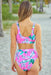 Exotic Palm Leaf Print Bikini Set with Mid-Rise Bottoms - Stylish 2-Piece Swimwear