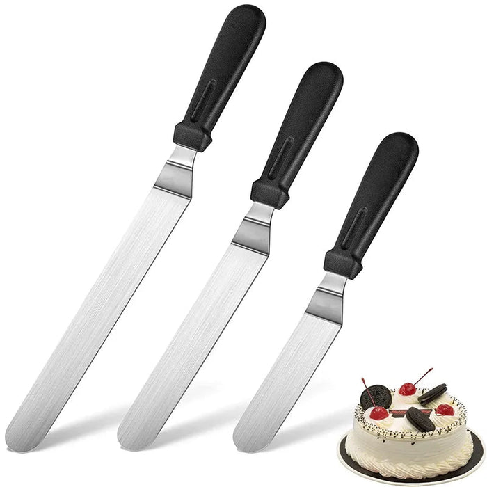 Professional Stainless Steel Cake Offset Spatula Set - Ideal for Baking and Culinary Use