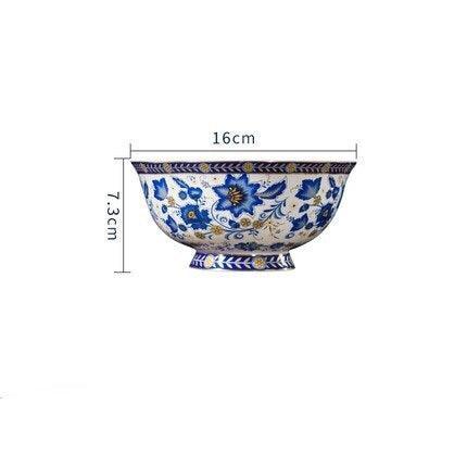 Elegant Blue and White Italian Floral Bone China Dining Set