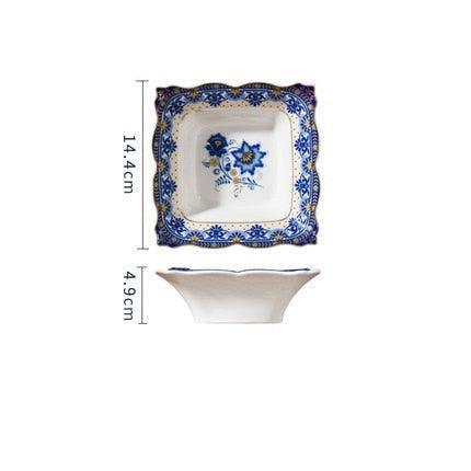 Elegant Blue and White Italian Floral Bone China Dining Set