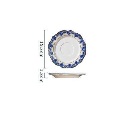 Elegant Blue and White Italian Floral Bone China Dining Set