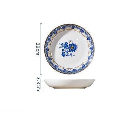 Elegant Blue and White Italian Floral Bone China Dining Set