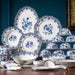 Elegant Blue and White Italian Floral Bone China Dining Set