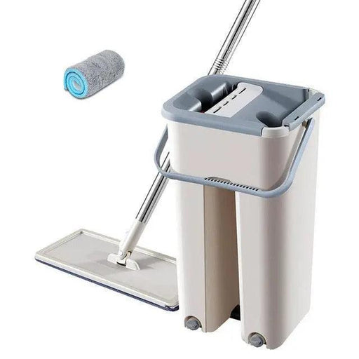 Effortless Cleaning Revolution: Hands-Free Flat Mop System with Self-Wringing Bucket