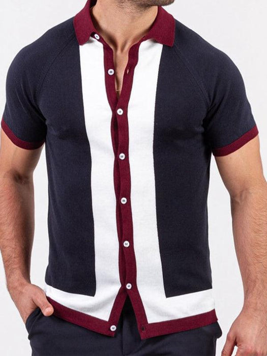 Modern Color Block Short Sleeve Shirt for Men - Trendy & Comfortable