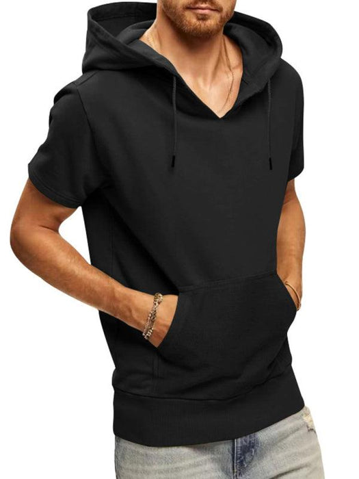 Men's Fashionable Lightweight Short Sleeve Hooded Sweatshirt for Spring and Summer