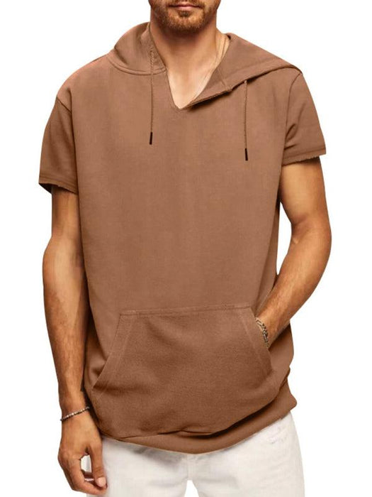 Men's Fashionable Lightweight Short Sleeve Hooded Sweatshirt for Spring and Summer