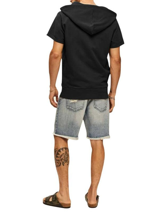 Men's Fashionable Lightweight Short Sleeve Hooded Sweatshirt for Spring and Summer