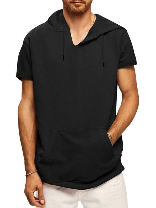 Men's Fashionable Lightweight Short Sleeve Hooded Sweatshirt for Spring and Summer