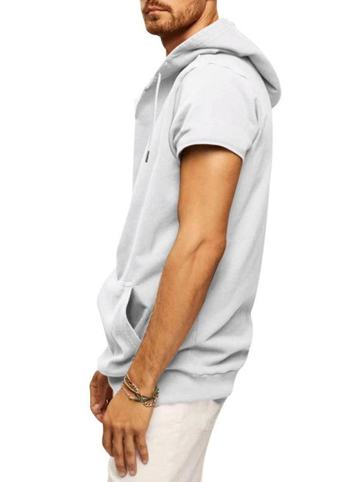 Men's Fashionable Lightweight Short Sleeve Hooded Sweatshirt for Spring and Summer