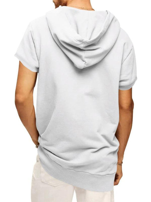 Men's Fashionable Lightweight Short Sleeve Hooded Sweatshirt for Spring and Summer