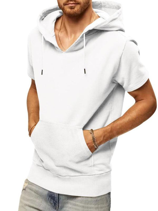 Men's Fashionable Lightweight Short Sleeve Hooded Sweatshirt for Spring and Summer