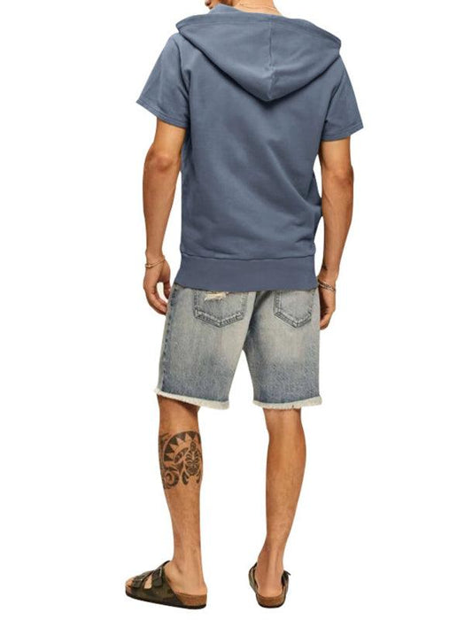 Men's Fashionable Lightweight Short Sleeve Hooded Sweatshirt for Spring and Summer