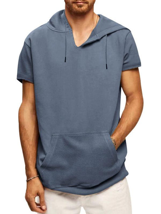 Men's Fashionable Lightweight Short Sleeve Hooded Sweatshirt for Spring and Summer