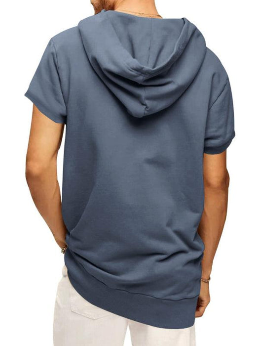 Men's Fashionable Lightweight Short Sleeve Hooded Sweatshirt for Spring and Summer