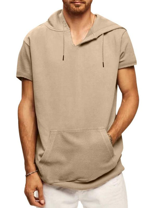 Men's Fashionable Lightweight Short Sleeve Hooded Sweatshirt for Spring and Summer