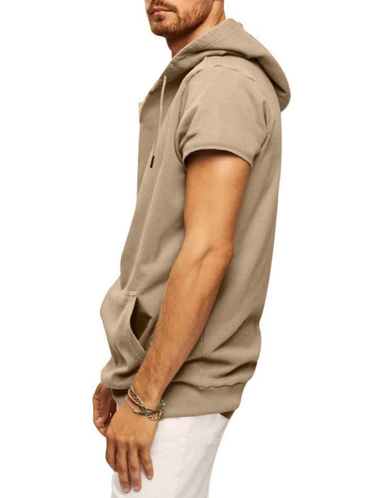 Men's Fashionable Lightweight Short Sleeve Hooded Sweatshirt for Spring and Summer